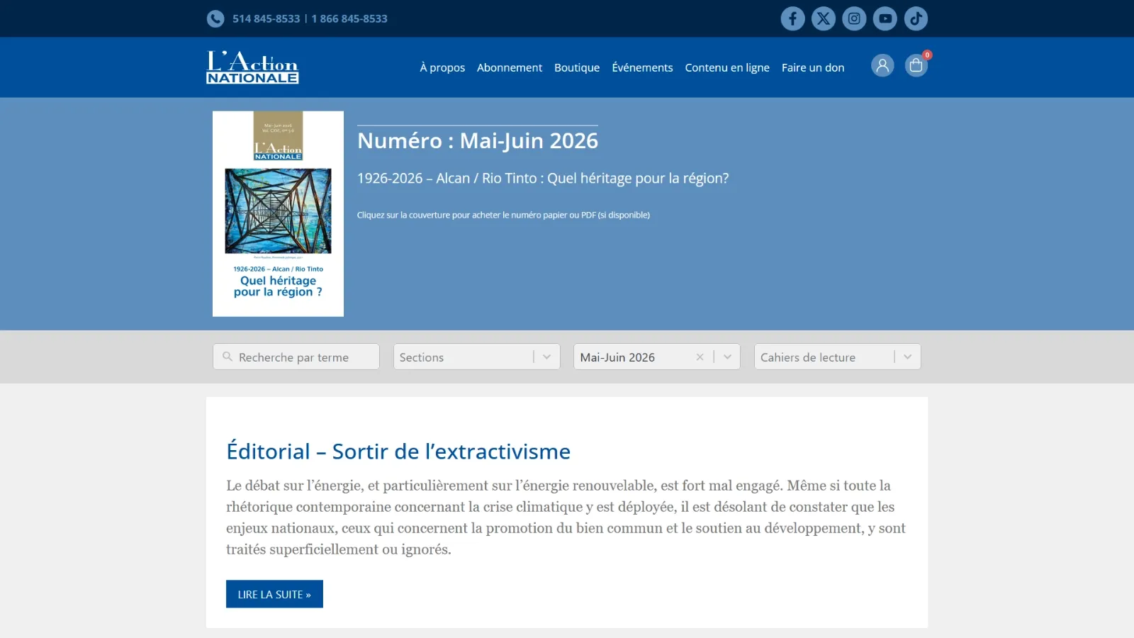 L’Action nationale – Page de numéro individuel