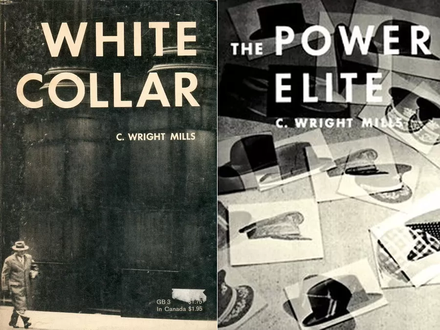 Couvertures des livres White Collar et The Power Elite de C. Wright Mills